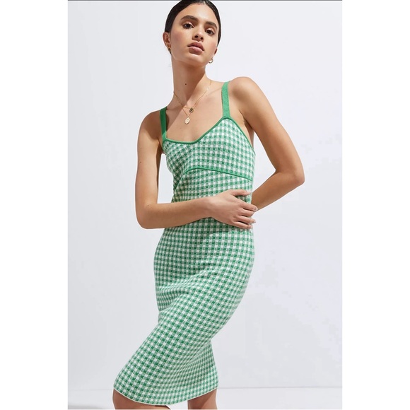 Anthropologie Gingham Knit Mini Dress NWT SZ XL - Picture 2 of 14